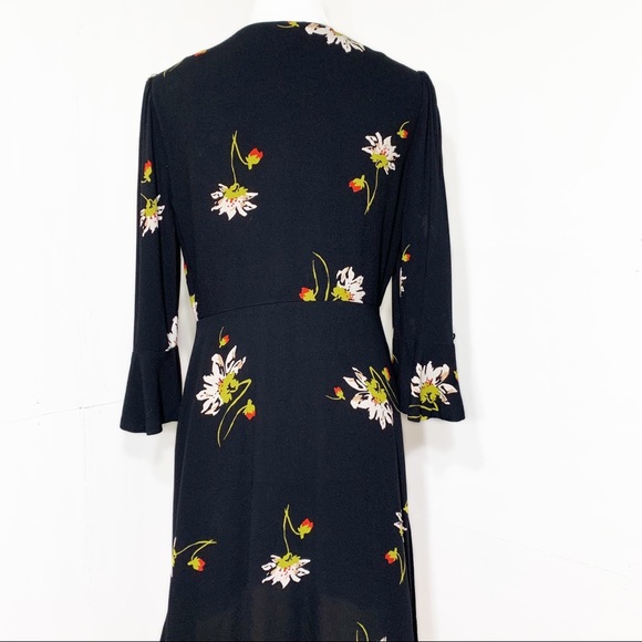 SOLD-Free People Faux Wrap Flutter Sleeve Floral Dress - Picture 6 of 15